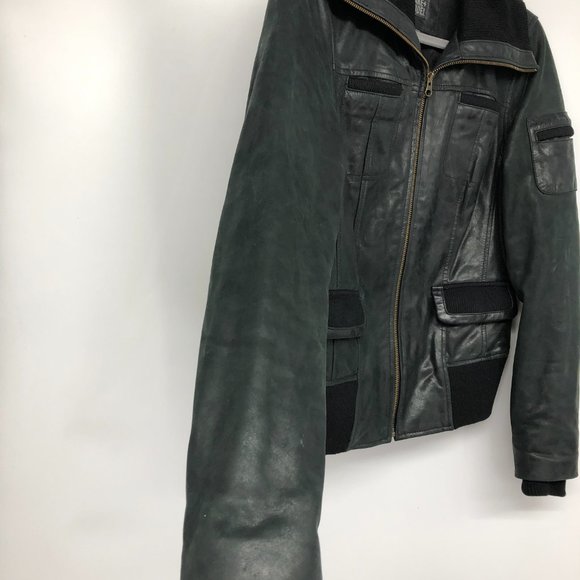 Nordstrom's Make + Model Black Leather Bomber Jacket size M - Picture 10 of 14